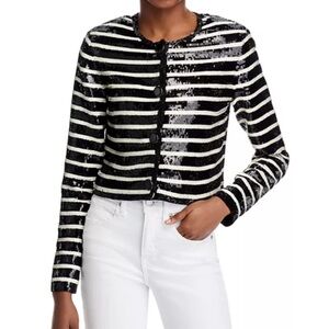 NEW VERONICA BEARD mickey sequin jacket in black / off white size 8